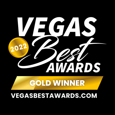 Vegas Best Awards - Gold Winner - 2022 - Las Vegas Best Awards - Best of Las Vegas Awards - Black Background - White Text